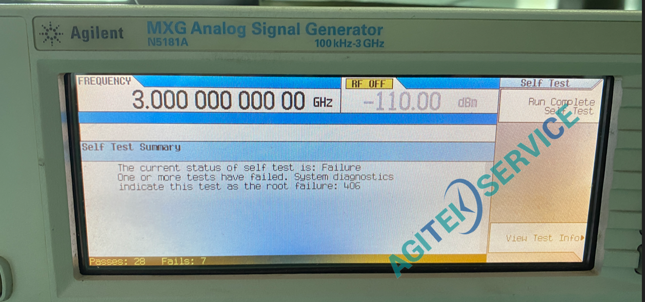 安捷伦Agilent N5181A射频信号源自检报错406维修