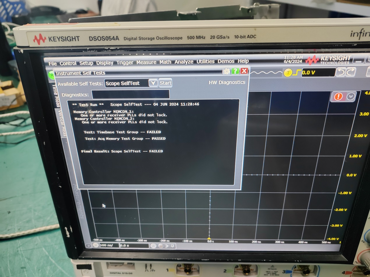 Keysight是德DSOS054A示波器开机无基线自检报错维修